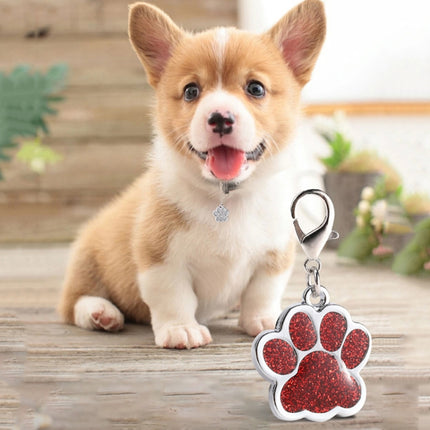 5 PCS Metal Pet Tag Zinc Alloy Identity Card Footprint Lettering Dog Tag(Pink)-garmade.com