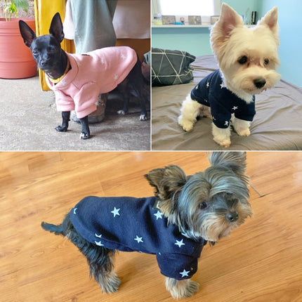 Pet Fall and Winter Five-pointed Star Pattern Sweater Pet Warm Clothes, Size:S(Blue)-garmade.com