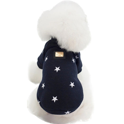 Pet Fall and Winter Five-pointed Star Pattern Sweater Pet Warm Clothes, Size:M(Blue)-garmade.com