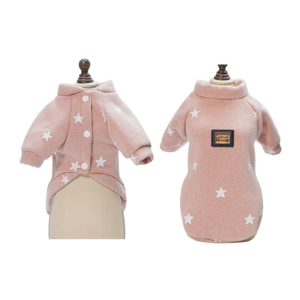 Pet Fall and Winter Five-pointed Star Pattern Sweater Pet Warm Clothes, Size:M(Pink)-garmade.com