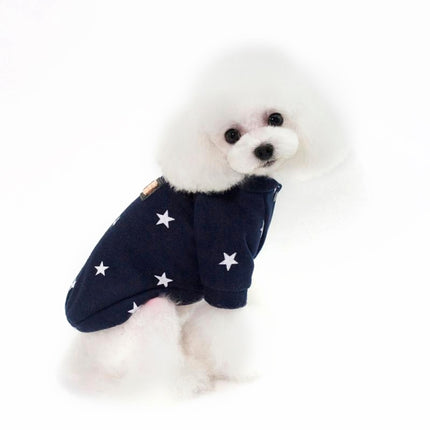 Pet Fall and Winter Five-pointed Star Pattern Sweater Pet Warm Clothes, Size:L(Blue)-garmade.com