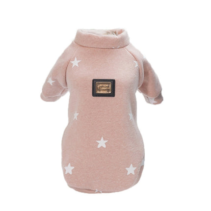 Pet Fall and Winter Five-pointed Star Pattern Sweater Pet Warm Clothes, Size:L(Pink)-garmade.com