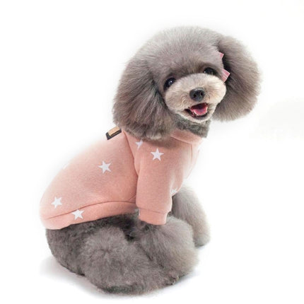 Pet Fall and Winter Five-pointed Star Pattern Sweater Pet Warm Clothes, Size:L(Pink)-garmade.com