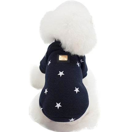 Pet Fall and Winter Five-pointed Star Pattern Sweater Pet Warm Clothes, Size:XL(Blue)-garmade.com