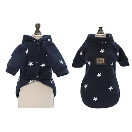 Pet Fall and Winter Five-pointed Star Pattern Sweater Pet Warm Clothes, Size:XL(Blue)-garmade.com