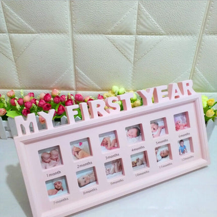 Creative DIY Home Room Decoration Baby Memorial Growing Photo Frame Display(Pink)-garmade.com