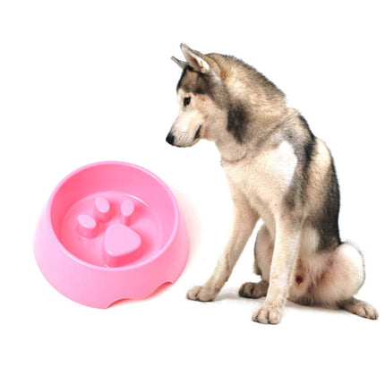 Anti-choking Pet Bowl Slow Food Dog Print Food Bowl, Size:22x17.5x7cm(Pink)-garmade.com