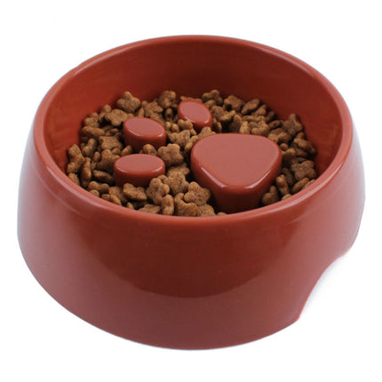 Anti-choking Pet Bowl Slow Food Dog Print Food Bowl, Size:22x17.5x7cm(Brown)-garmade.com