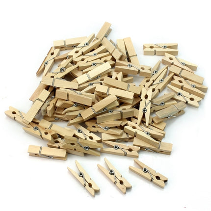 100 PCS Mini Natural Wooden Clips Photo Clip Clothespin Craft Decoration Pegs,Size: 2.5×0.3cm-garmade.com