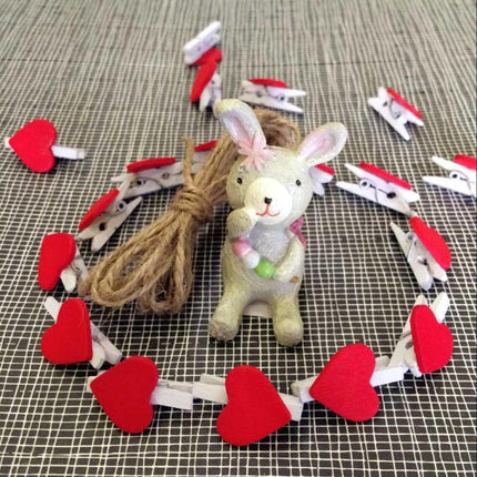 50 PCS Mini Red Heart Love Wooden Photo Paper Peg Pin Clothespin Craft Postcard Clips-garmade.com