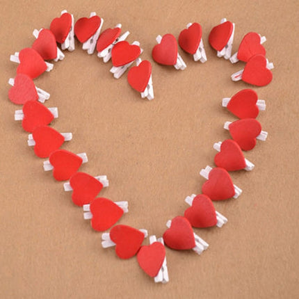 50 PCS Mini Red Heart Love Wooden Photo Paper Peg Pin Clothespin Craft Postcard Clips-garmade.com