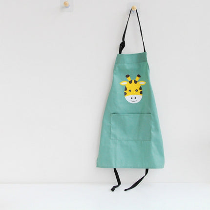 Cartoon Animal Cotton Sleeveless Smock Parent-child Apron, Size:Adult Apron L(Green Giraffe)-garmade.com