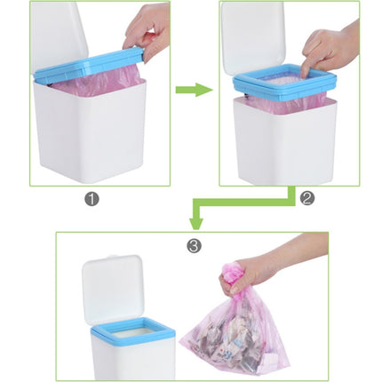 Creative Small Bedside Bedroom Desktop Trash Can with Lip Cover(Blue)-garmade.com