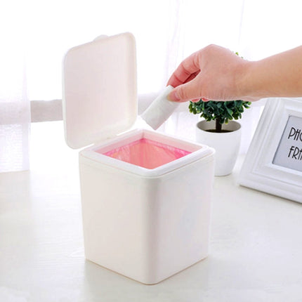 Creative Small Bedside Bedroom Desktop Trash Can with Lip Cover(Blue)-garmade.com