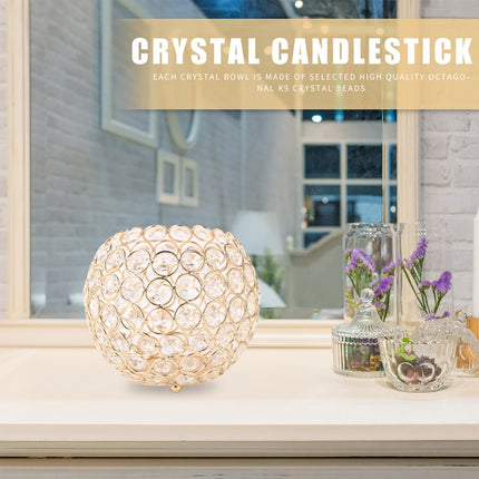 Crystal Ball Candlestick Vase Road Lead Ball Type Candlestick Wedding Candlestick Decoration, Size:80mm(Gold)-garmade.com