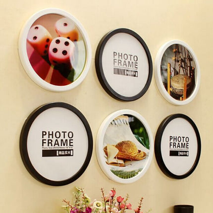 Hanging Wall Mounted Round Photo Frame Creative Gifts Home Decoration Wood-based Photo Frame Holder, Size:10 inch(Black)-garmade.com