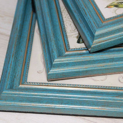 Retro Resin Wood Frame Simple Horizontal and Vertical Universal Frame, Size:5 inch( Blue)-garmade.com