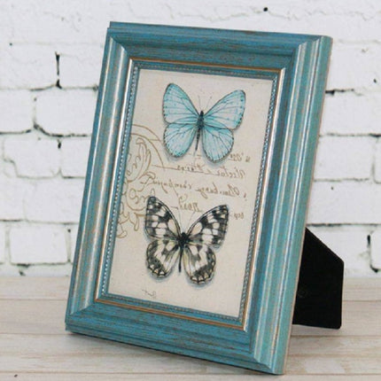 Retro Resin Wood Frame Simple Horizontal and Vertical Universal Frame, Size:7 inch( Blue)-garmade.com