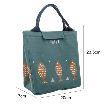 Portable Lunch Bag Oxford Cloth Fish Pattern Large Capacity Container Thermal Insulated Cooler(Dark Gray)-garmade.com