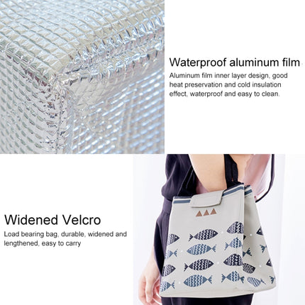Portable Lunch Bag Oxford Cloth Fish Pattern Large Capacity Container Thermal Insulated Cooler(Dark Gray)-garmade.com