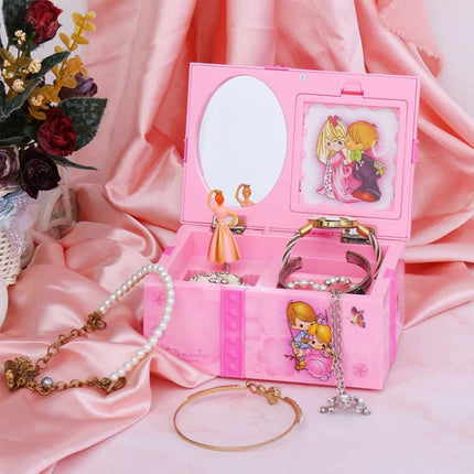 Girly Heart Dancing Girl Jewelry Storage Music Box, Style:Swing(Pink)-garmade.com