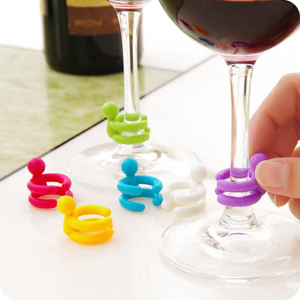 7 in 1 Cartoon Silicone Sealed Spiral Red Wine Stopper + Cup Feet Set, Random Color Delivery-garmade.com