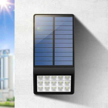 15 LEDs Light Control Outdoor IP65 Waterproof Solar Powered Garden LED Wall Lamp(Black )-garmade.com