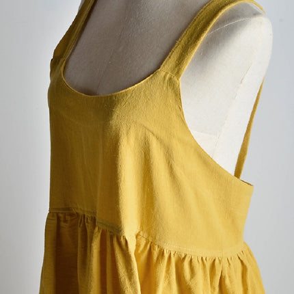 High Waist Cotton Linen Solid Color Apron(Mint Color)-garmade.com