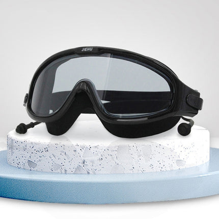 JIEHU JH8208DMJS Large Frame Waterproof and Anti-fog High-definition Eye Protection Swimming Goggles(Smoke Black)-garmade.com