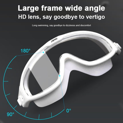 JIEHU JH8208DMJS Large Frame Waterproof and Anti-fog High-definition Eye Protection Swimming Goggles(Transparent White)-garmade.com