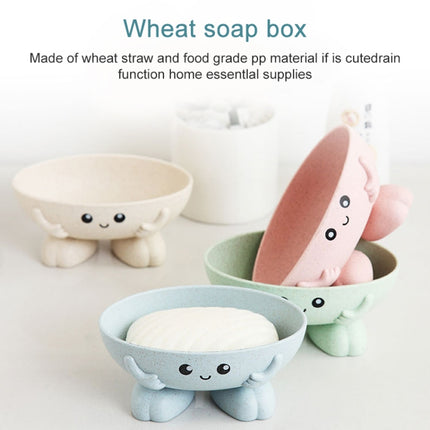 2 PCS Cartoon Soap Box With Wheat Straw(Blue)-garmade.com