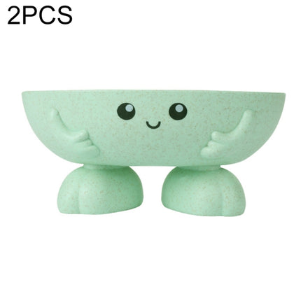 2 PCS Cartoon Soap Box With Wheat Straw(Green)-garmade.com