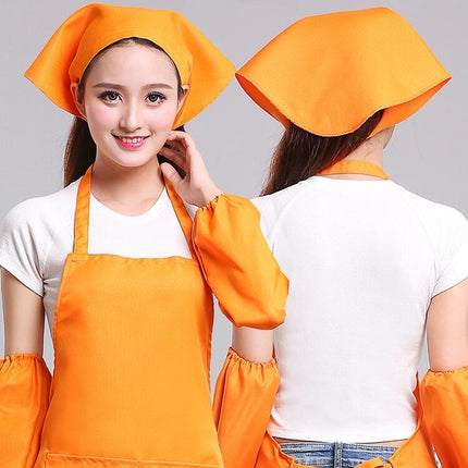 Waiter Men and Women Kitchen Work Turban Hat Triangle Scarf Chef Hat, Size:Adjustable(Orange Sticky Buckle)-garmade.com