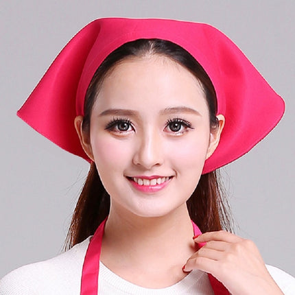 Waiter Men and Women Kitchen Work Turban Hat Triangle Scarf Chef Hat, Size:Adjustable(Rose Red Sticky Buckle)-garmade.com