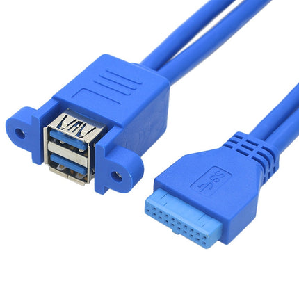 Motherboard 20pin Turn Double USB3.0 Extension Cable with Ear Baffle Cable-garmade.com
