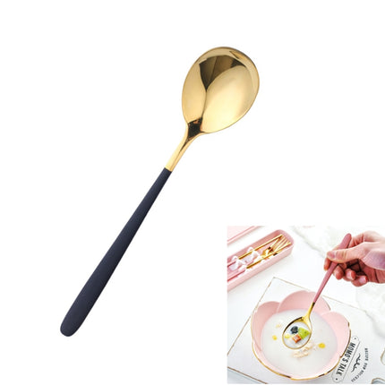 Simple Stainless Steel Titanium Plated Rice Spoon, Color:Gold Black-garmade.com