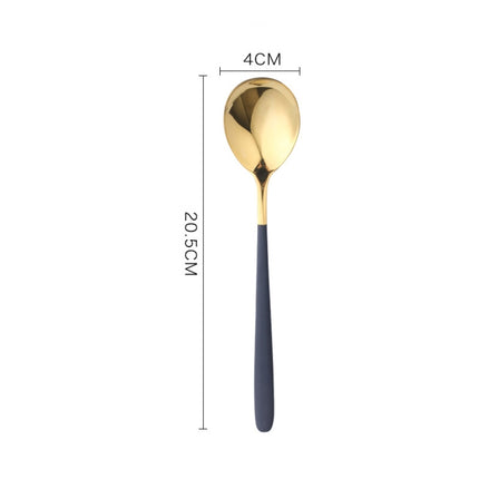 Simple Stainless Steel Titanium Plated Rice Spoon, Color:Gold Black-garmade.com