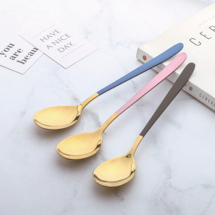 Simple Stainless Steel Titanium Plated Rice Spoon, Color:Gold Black-garmade.com