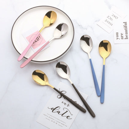 Simple Stainless Steel Titanium Plated Rice Spoon, Color:Gold Black-garmade.com