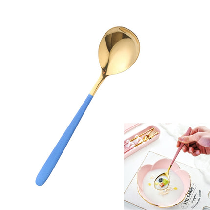 Simple Stainless Steel Titanium Plated Rice Spoon, Color:Gold Blue-garmade.com