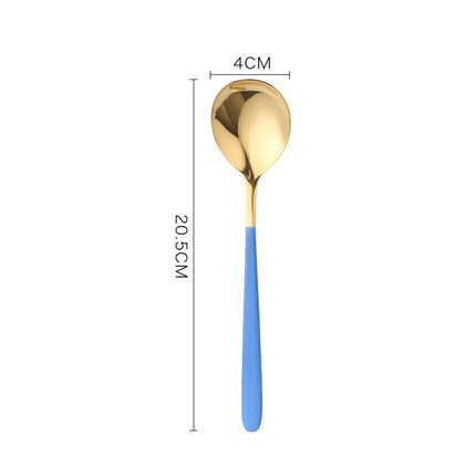 Simple Stainless Steel Titanium Plated Rice Spoon, Color:Gold Blue-garmade.com