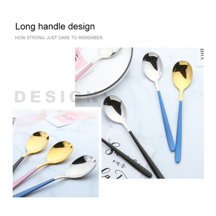Simple Stainless Steel Titanium Plated Rice Spoon, Color:Gold Blue-garmade.com