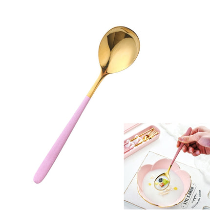 Simple Stainless Steel Titanium Plated Rice Spoon, Color:Gold Pink-garmade.com