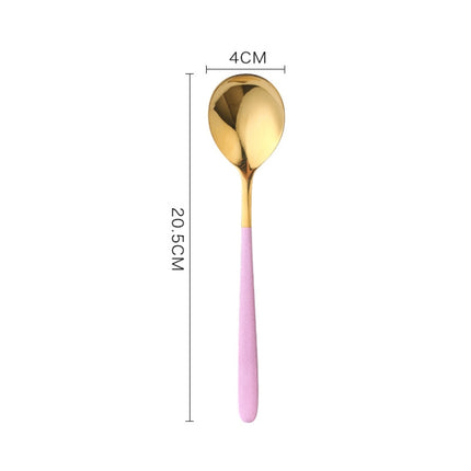 Simple Stainless Steel Titanium Plated Rice Spoon, Color:Gold Pink-garmade.com