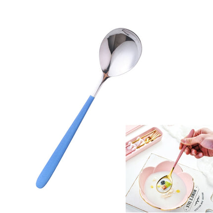 Simple Stainless Steel Titanium Plated Rice Spoon, Color:Silver Blue-garmade.com