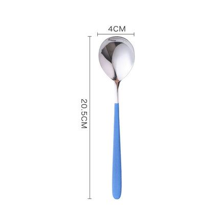 Simple Stainless Steel Titanium Plated Rice Spoon, Color:Silver Blue-garmade.com