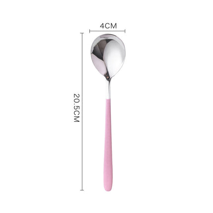 Simple Stainless Steel Titanium Plated Rice Spoon, Color:Silver Pink-garmade.com