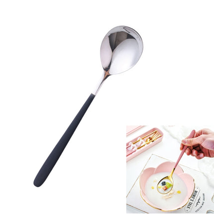 Simple Stainless Steel Titanium Plated Rice Spoon, Color:Silver Black-garmade.com