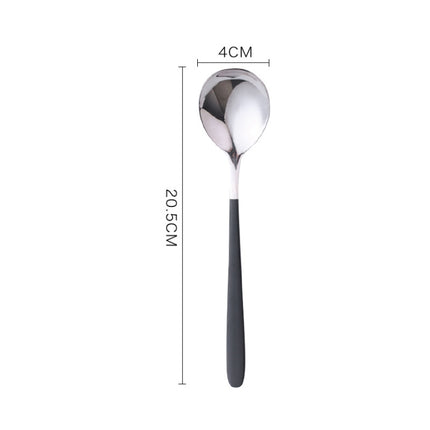 Simple Stainless Steel Titanium Plated Rice Spoon, Color:Silver Black-garmade.com