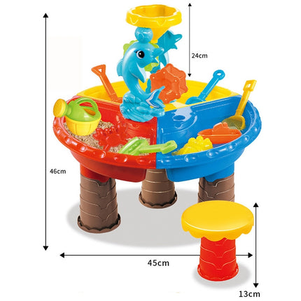 Outdoor Sandy Beach Table Toys Set for Kids(Dolphin and Round Table)-garmade.com